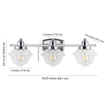 Orleans Iron/Glass schoolhouse LED Vanity Light - JONATHAN Y